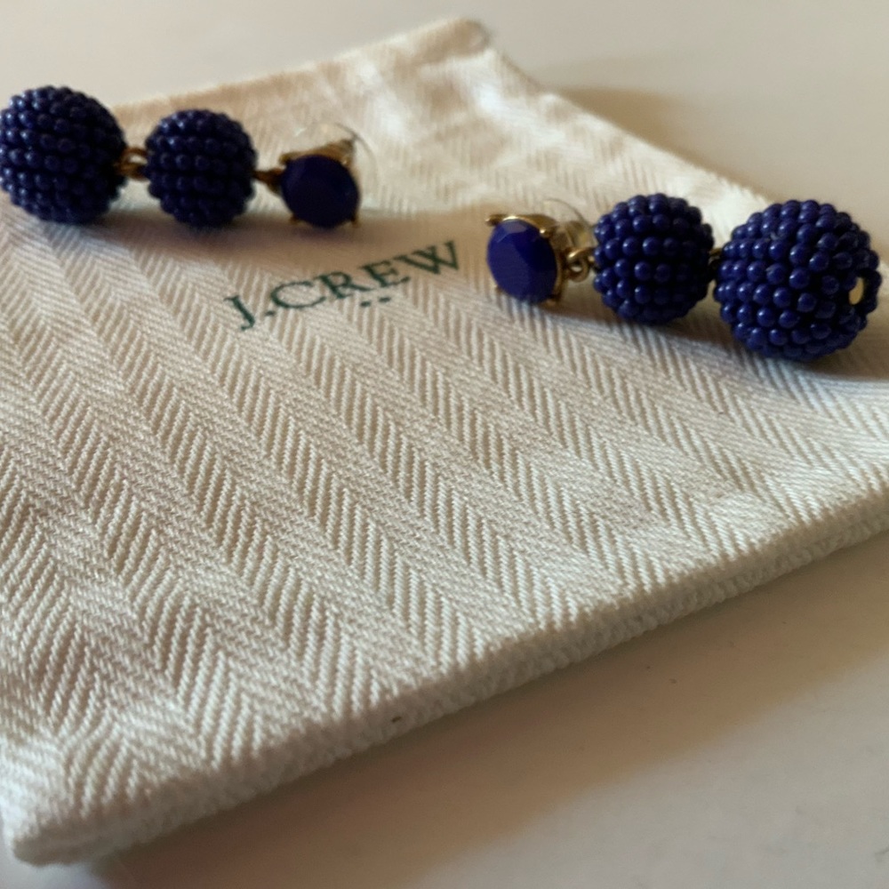 J CREW BLUE BEADED TIER EARRINGS - Picture 4 of 7